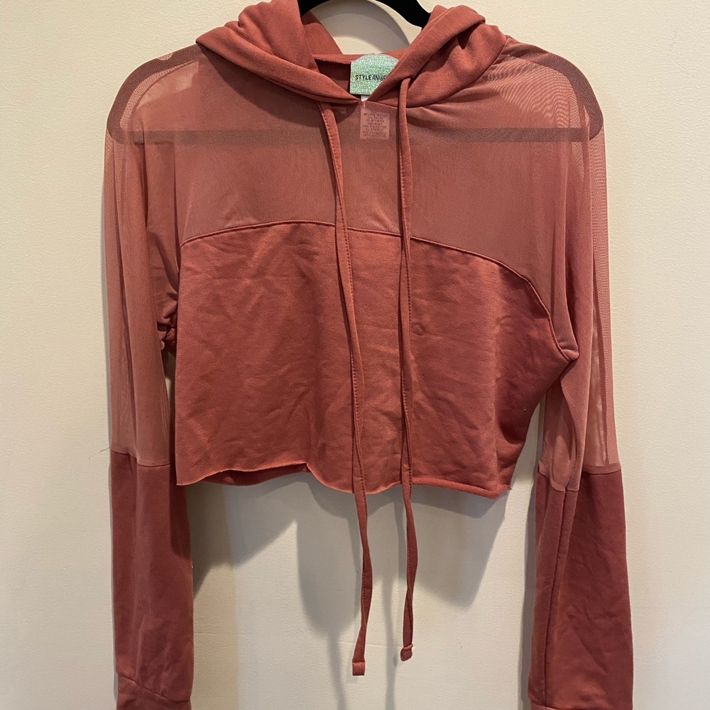 Cropped mesh hoodie